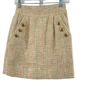 Mise en Scene by RUFFIAN Cream Boucle Knit A-Line Skirt, Size 0, Cotton